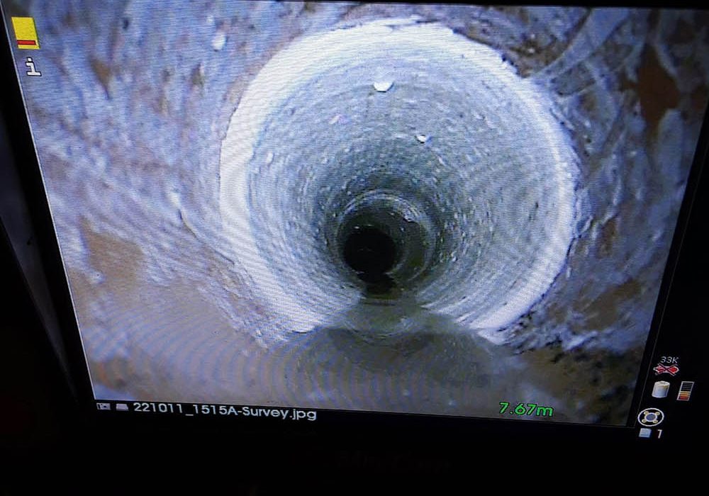 Drain camera showing unblocked drain