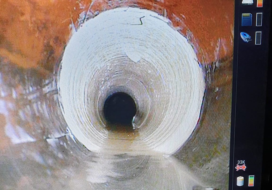 Drain CCTV showing a liner