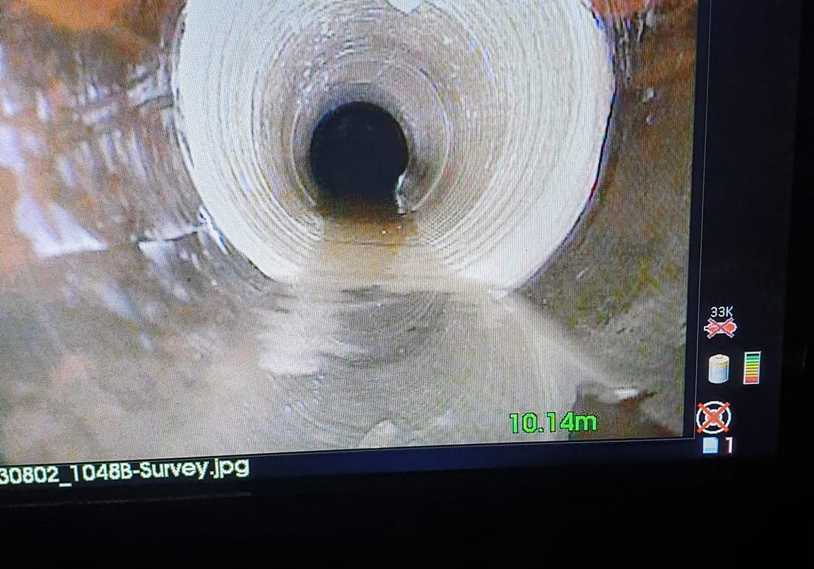 Drain CCTV showing a liner